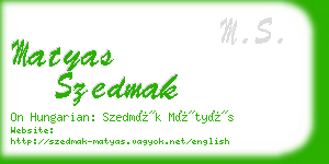 matyas szedmak business card